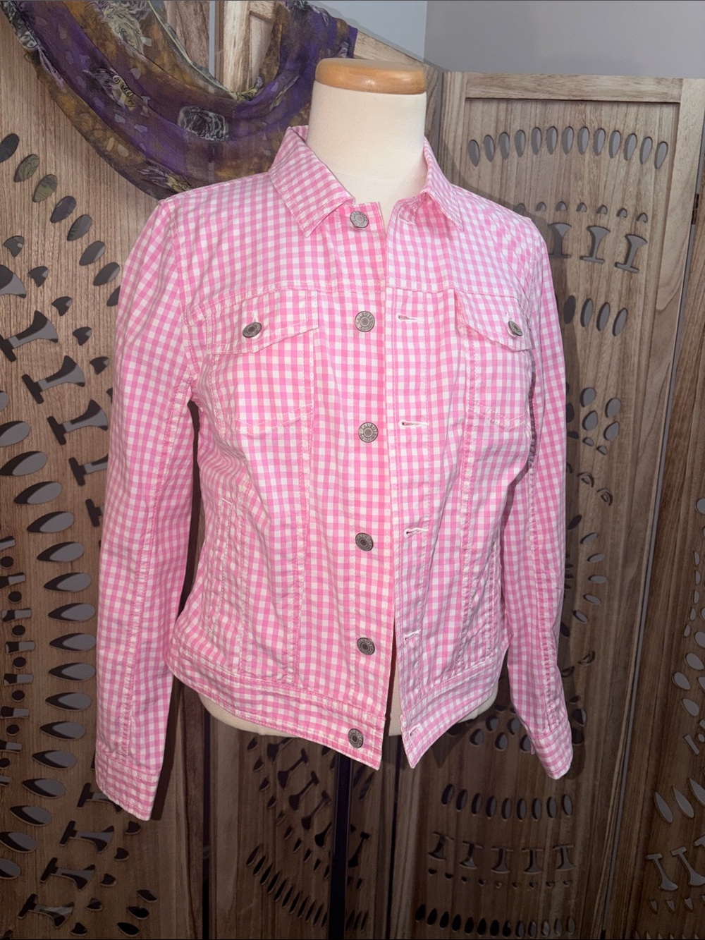 NWT / TALBOTS / PINK & WHITE GINGHAM JACKET / MEDIUM